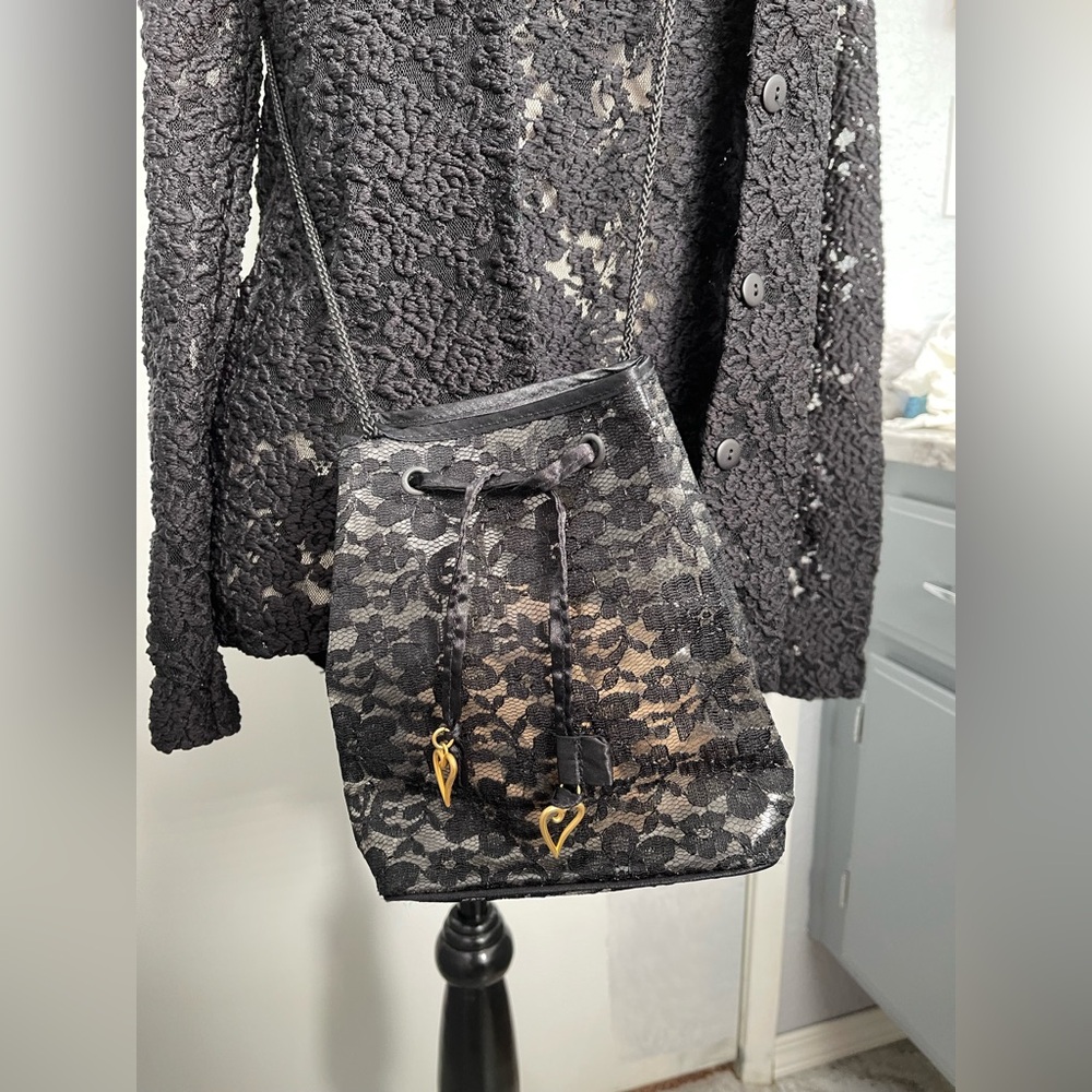 3-Piece Set Black Lace Floral Print  Size L
